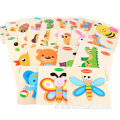 Cartoon Animal Traffic Intelligence Puzzle de poignée en bois en bois